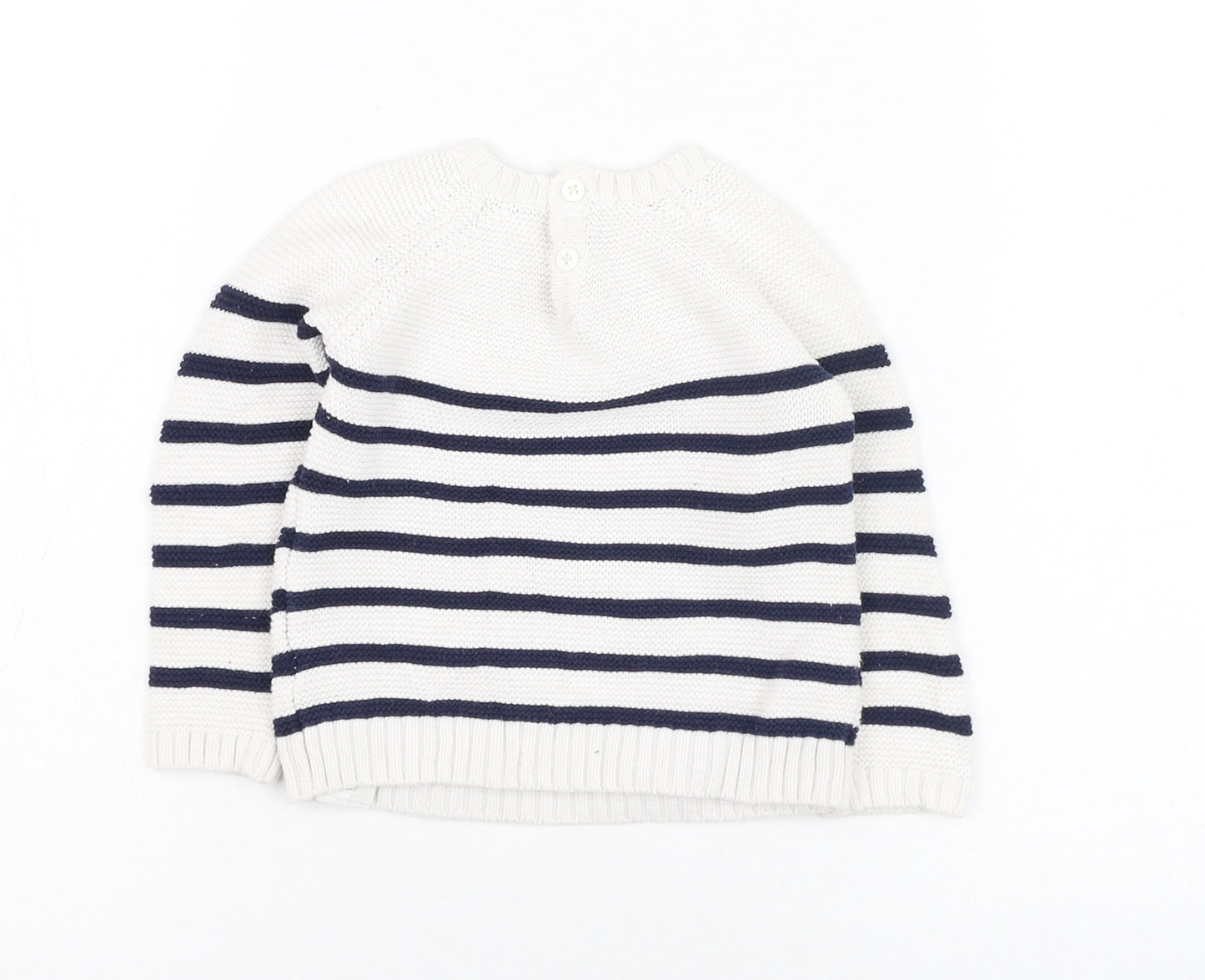 Primark Girls Ivory Striped Cotton Pullover Jumper Size 9-12 Months  Pullover - Rainbow