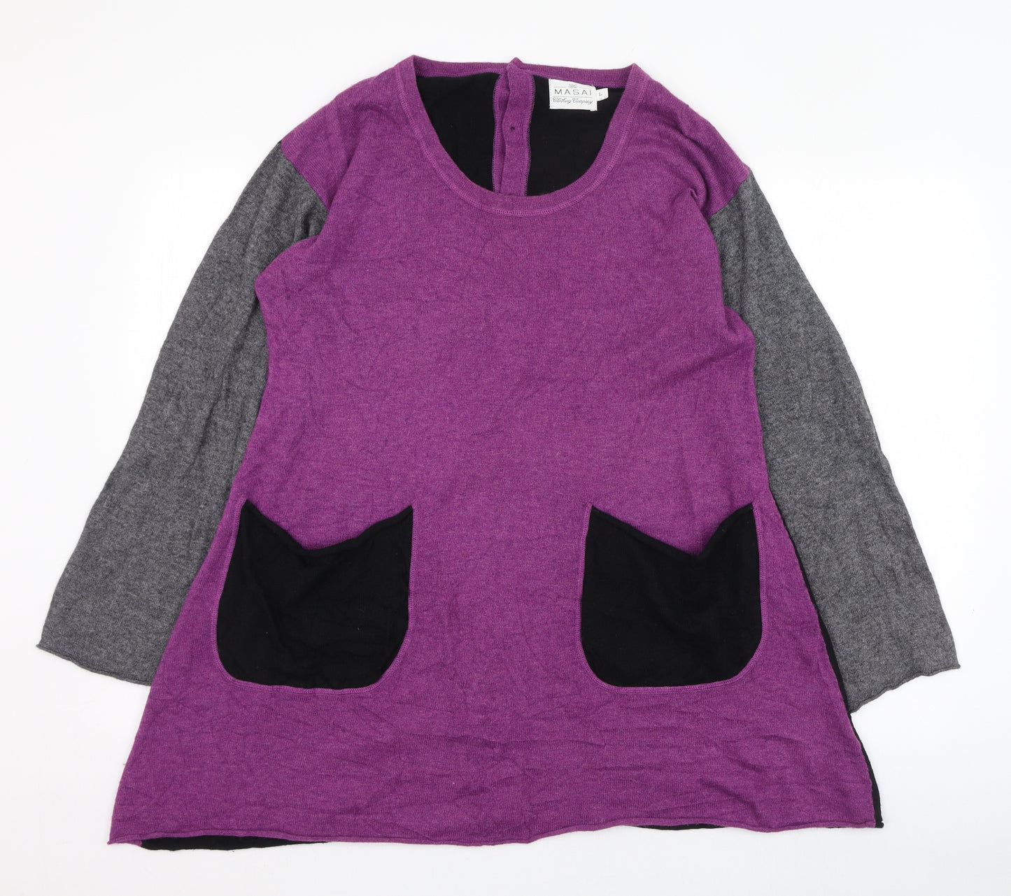 Masai Womens Purple Round Neck  Viscose Pullover Jumper Size L