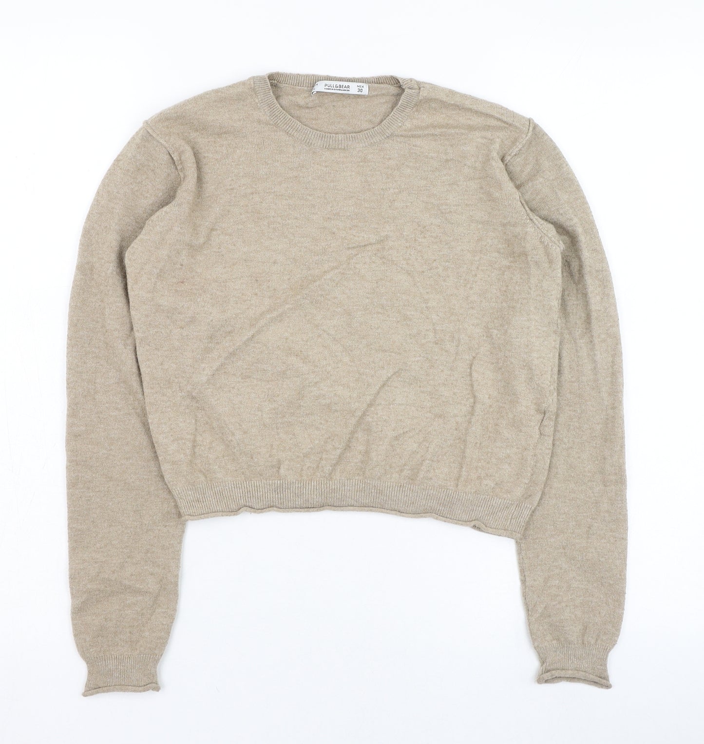 Pull&Bear Womens Brown Round Neck  Polyester Pullover Jumper Size L