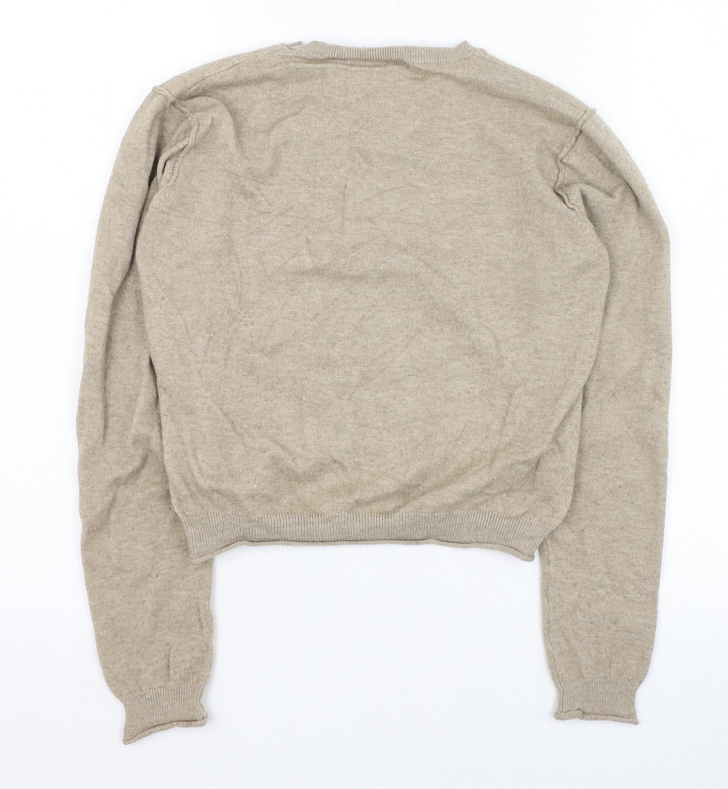 Pull&Bear Womens Brown Round Neck  Polyester Pullover Jumper Size L