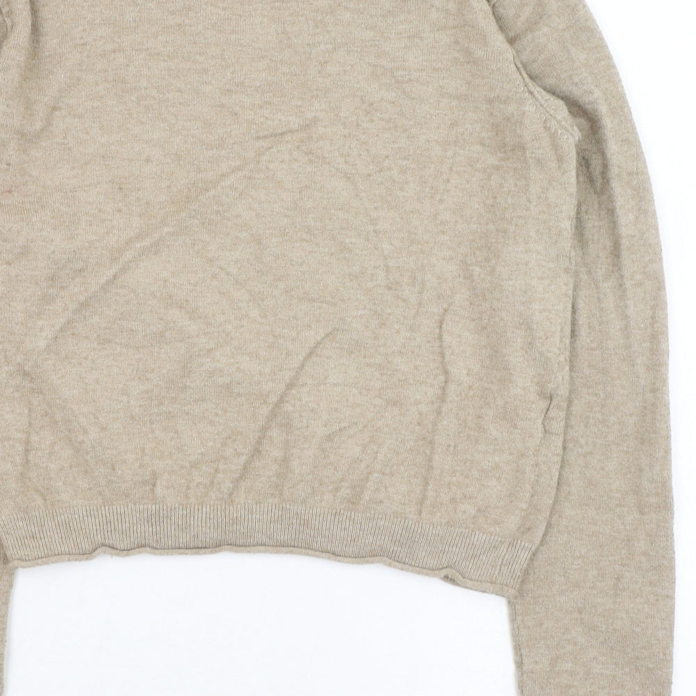 Pull&Bear Womens Brown Round Neck  Polyester Pullover Jumper Size L