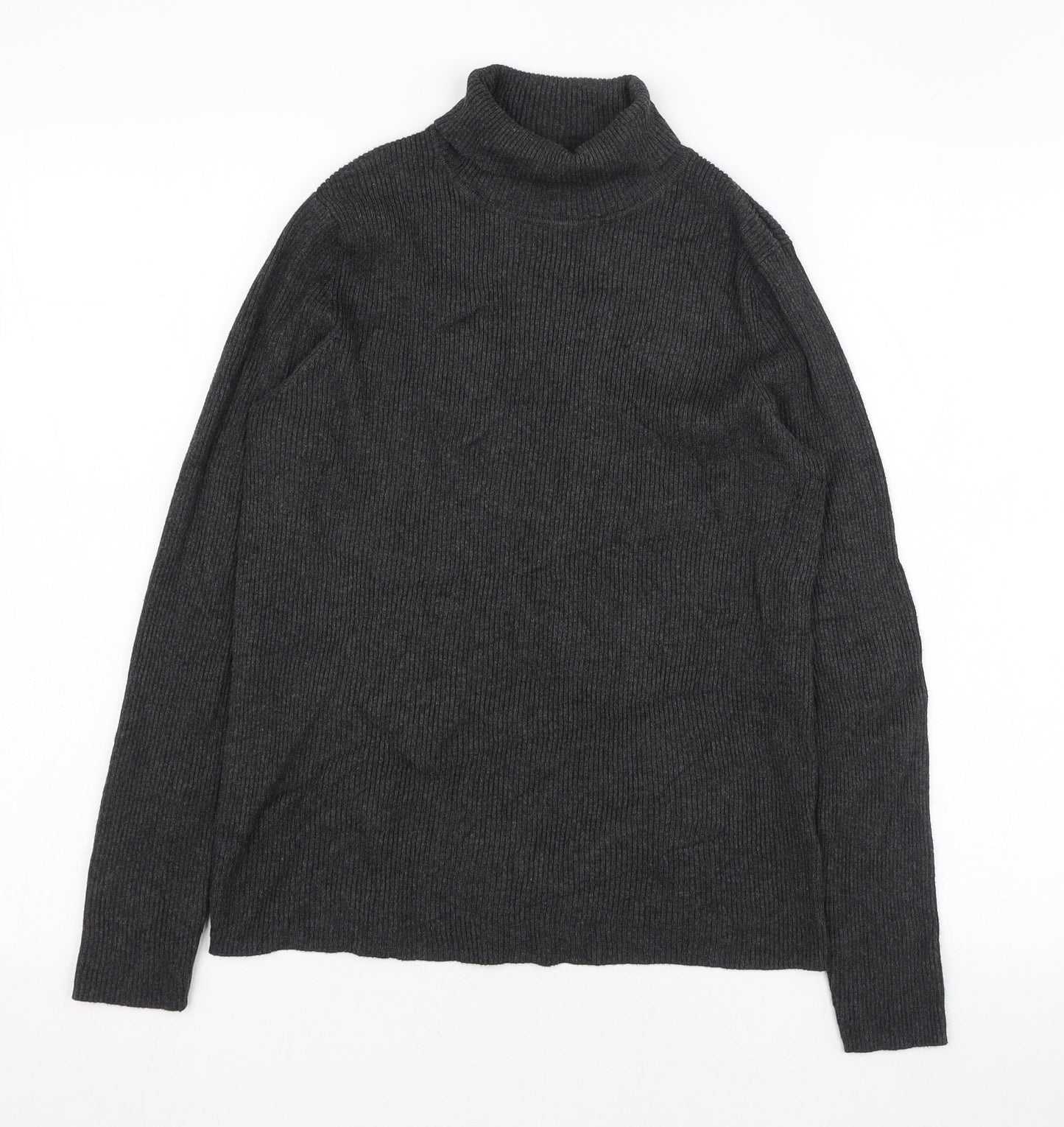 Marks and Spencer Womens Grey Roll Neck  Viscose Pullover Jumper Size 16