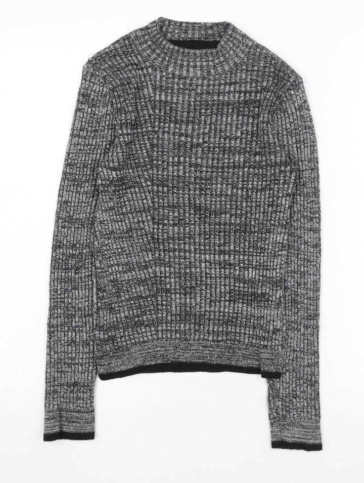 Topshop Womens Grey Round Neck Acrylic Pullover Jumper Size 6