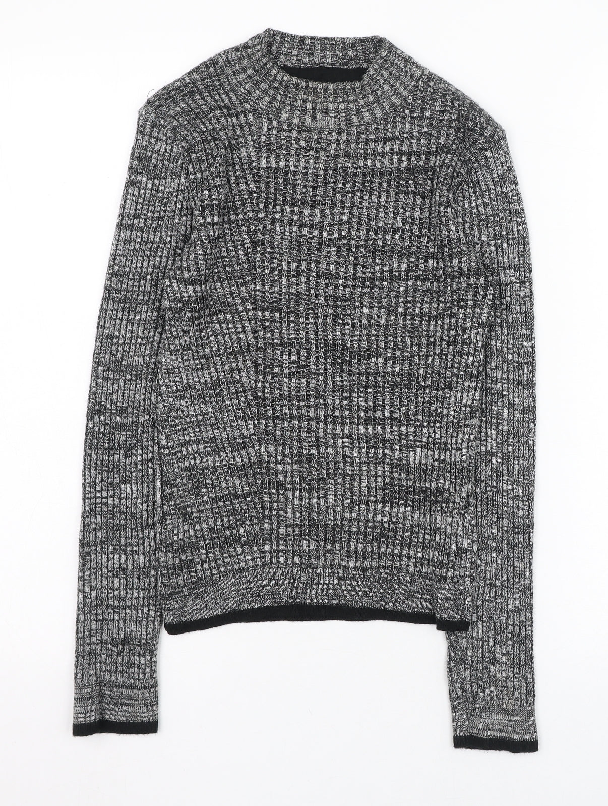 Topshop Womens Grey Round Neck  Acrylic Pullover Jumper Size 6