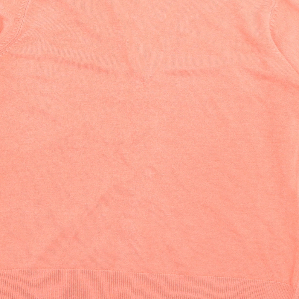 BHS Womens Orange V-Neck  Acrylic Cardigan Jumper Size 10