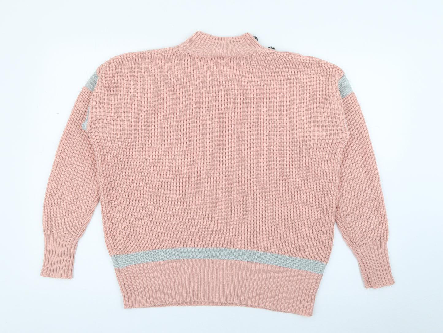 Pep & Co Womens Pink High Neck  Acrylic Pullover Jumper Size 14