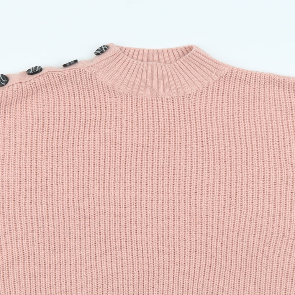 Pep & Co Womens Pink High Neck  Acrylic Pullover Jumper Size 14