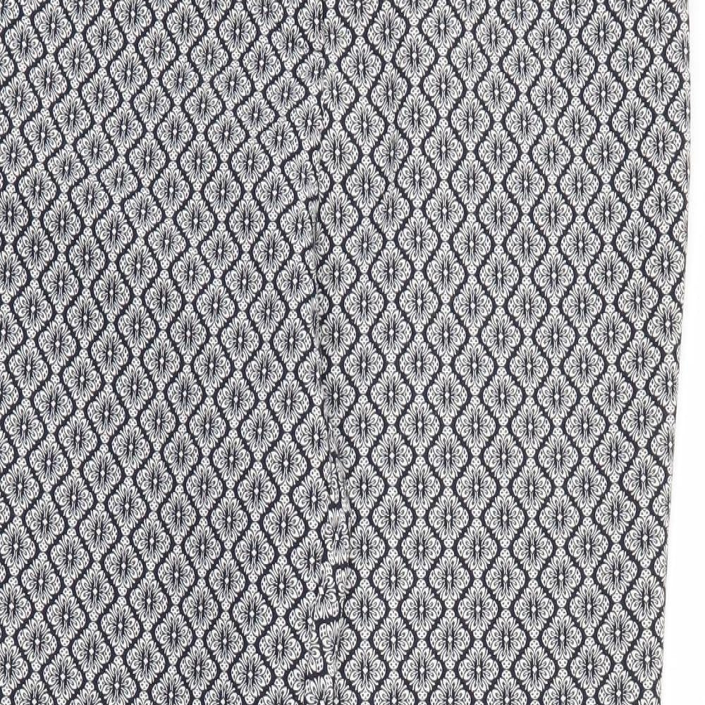 TU Womens Blue Geometric Polyester Trousers  Size 12 L27 in Regular Zip