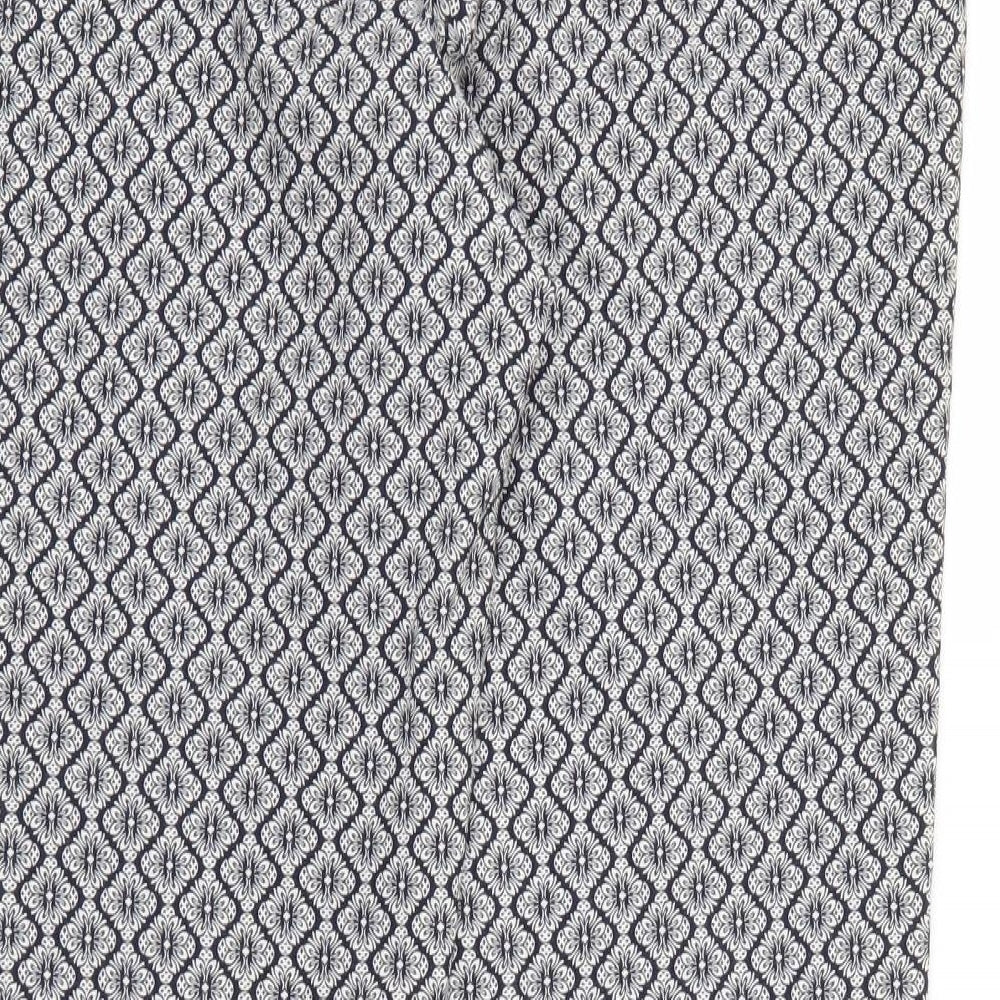 TU Womens Blue Geometric Polyester Trousers  Size 12 L27 in Regular Zip