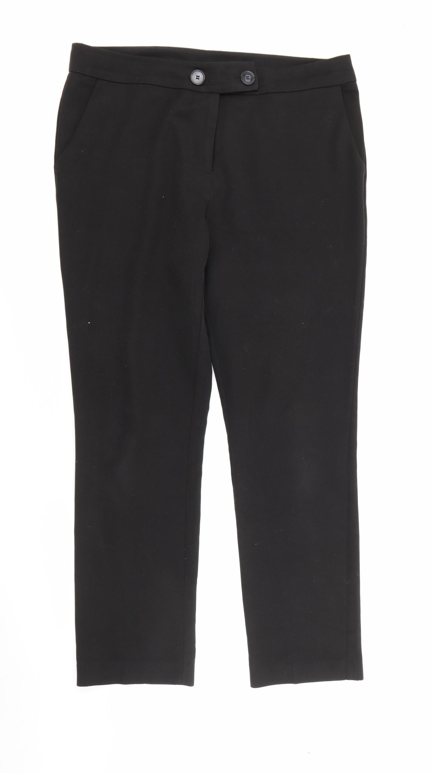 Very Womens Black  Polyester Trousers  Size 14 L28 in Regular Button
