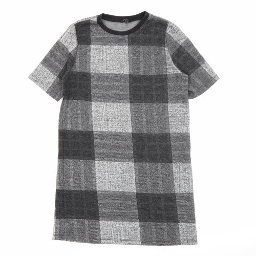 River Island Womens Grey Check Polyester Jumper Dress  Size 8  Crew Neck