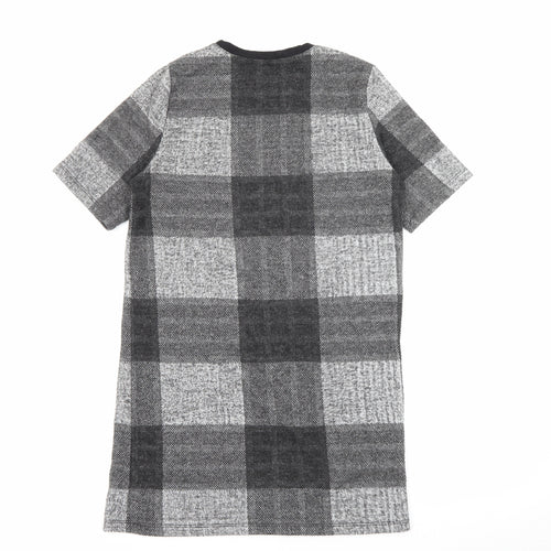 River Island Womens Grey Check Polyester Jumper Dress  Size 8  Crew Neck