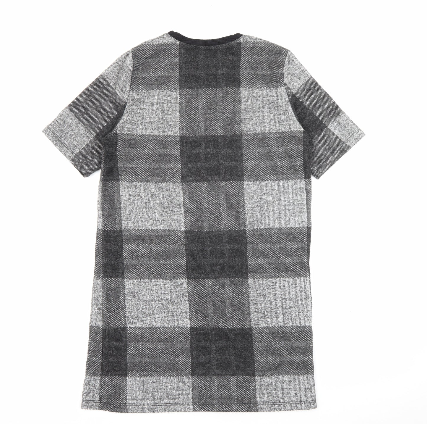River Island Womens Grey Check Polyester Jumper Dress  Size 8  Crew Neck
