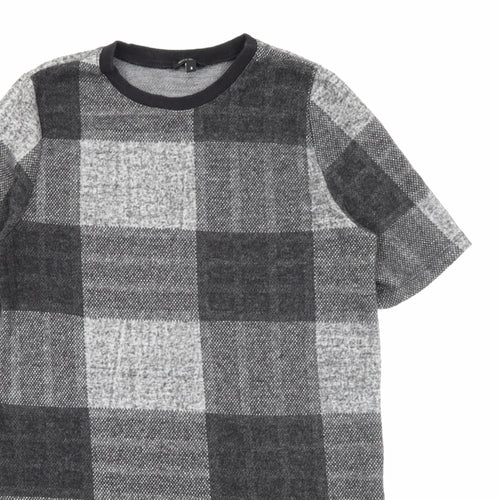 River Island Womens Grey Check Polyester Jumper Dress  Size 8  Crew Neck
