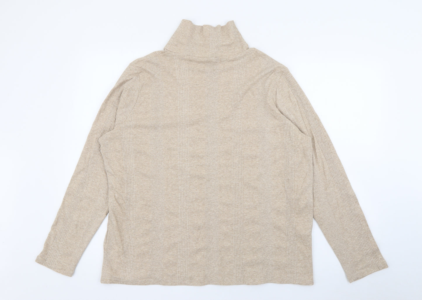 Marks and Spencer Womens Beige High Neck  Cotton Pullover Jumper Size 20