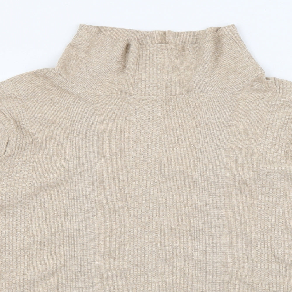 Marks and Spencer Womens Beige High Neck  Cotton Pullover Jumper Size 20