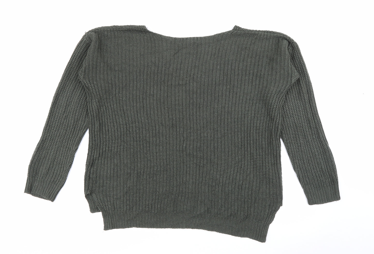 Primark Womens Green V-Neck  Acrylic Pullover Jumper Size S