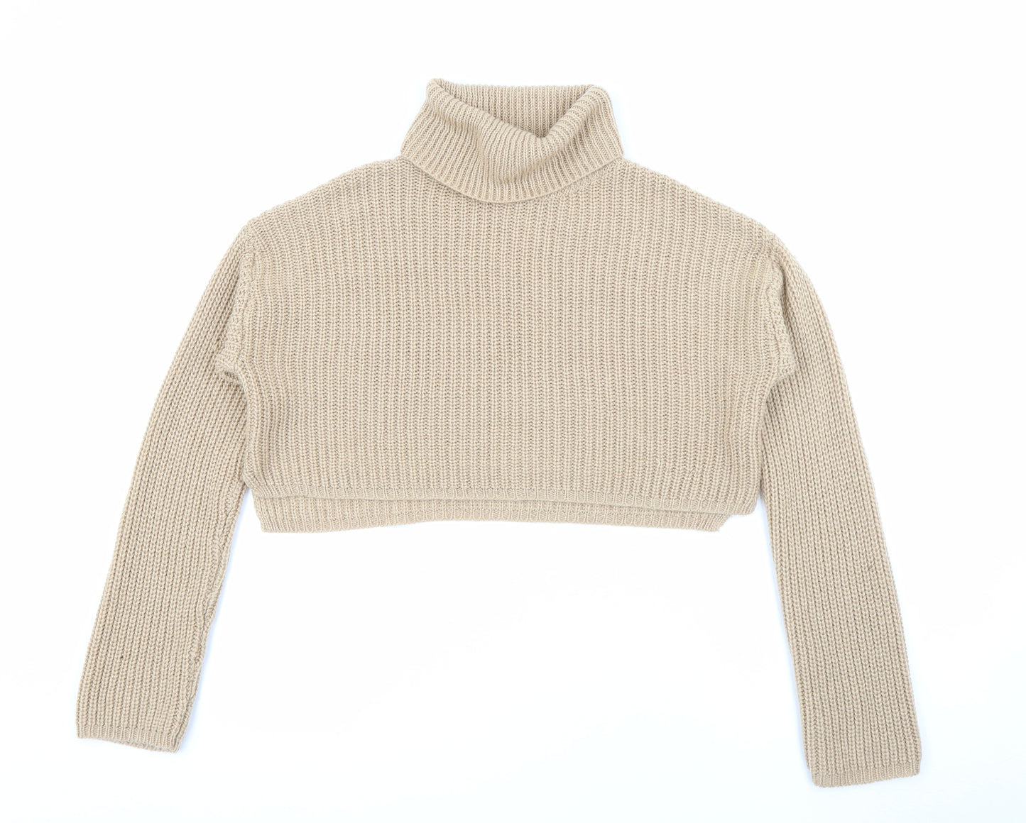 Missguided Womens Beige Roll Neck  Acrylic Pullover Jumper Size S