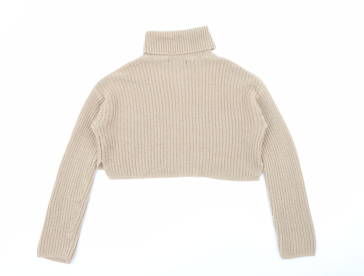 Missguided Womens Beige Roll Neck  Acrylic Pullover Jumper Size S