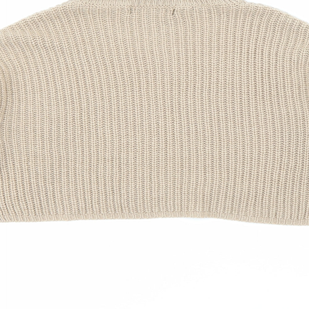 Missguided Womens Beige Roll Neck  Acrylic Pullover Jumper Size S
