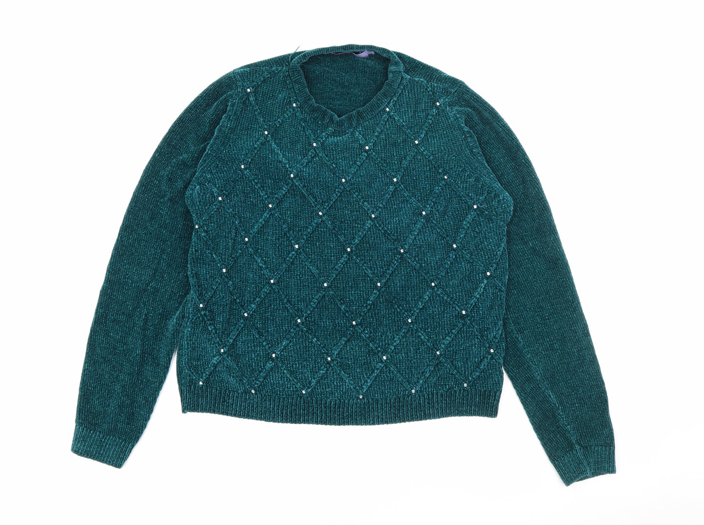 Honor Millburn Womens Blue Crew Neck  Polyester Pullover Jumper Size 10