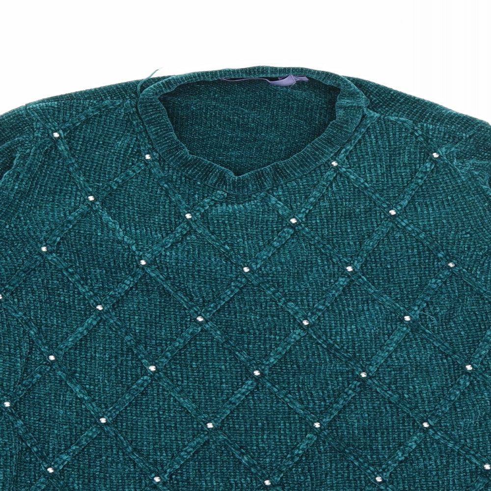 Honor Millburn Womens Blue Crew Neck  Polyester Pullover Jumper Size 10