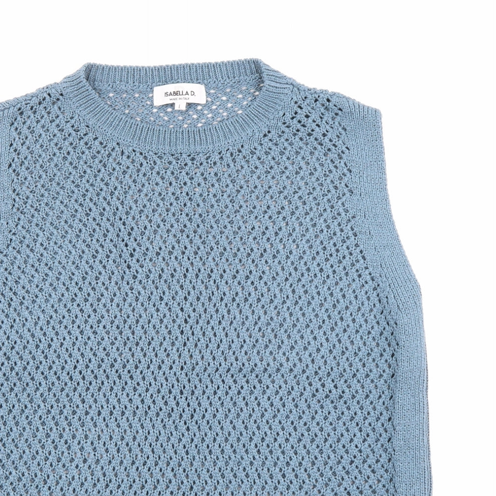 Isabella D Womens Blue Crew Neck  Acrylic Pullover Jumper Size L