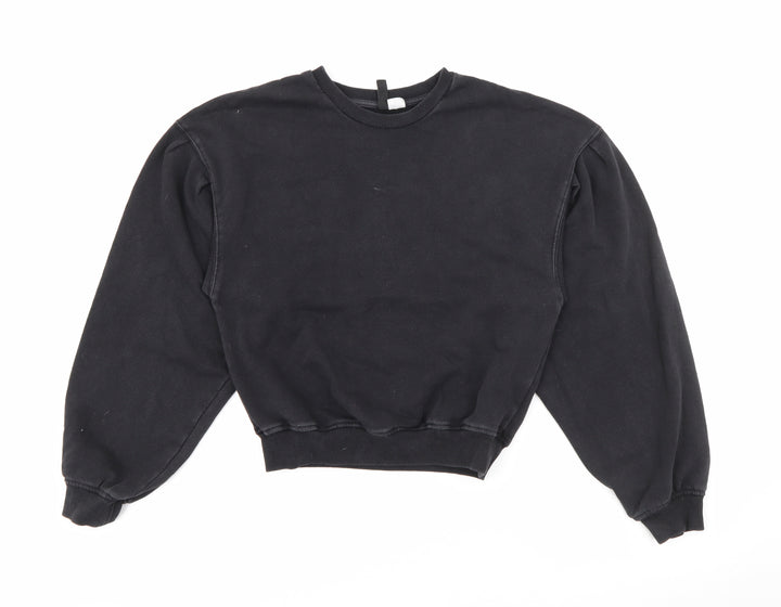 H&M Womens Black Crew Neck Cotton Pullover Jumper Size S