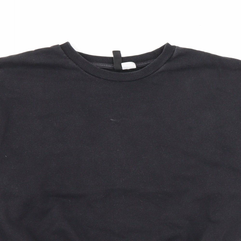 H&M Womens Black Crew Neck  Cotton Pullover Jumper Size S