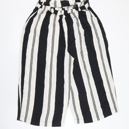 F&F Womens Black Striped Viscose Trousers  Size 14 L20 in Regular