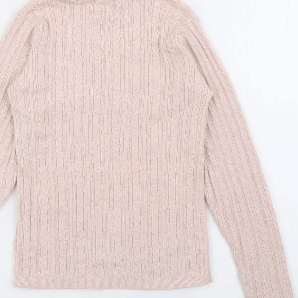 NEXT Girls Pink Roll Neck  Cotton Pullover Jumper Size 9-10 Years