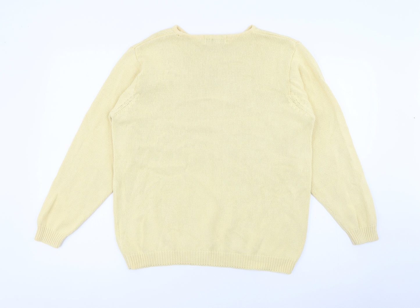 EWM Womens Yellow Crew Neck  Cotton Pullover Jumper Size M