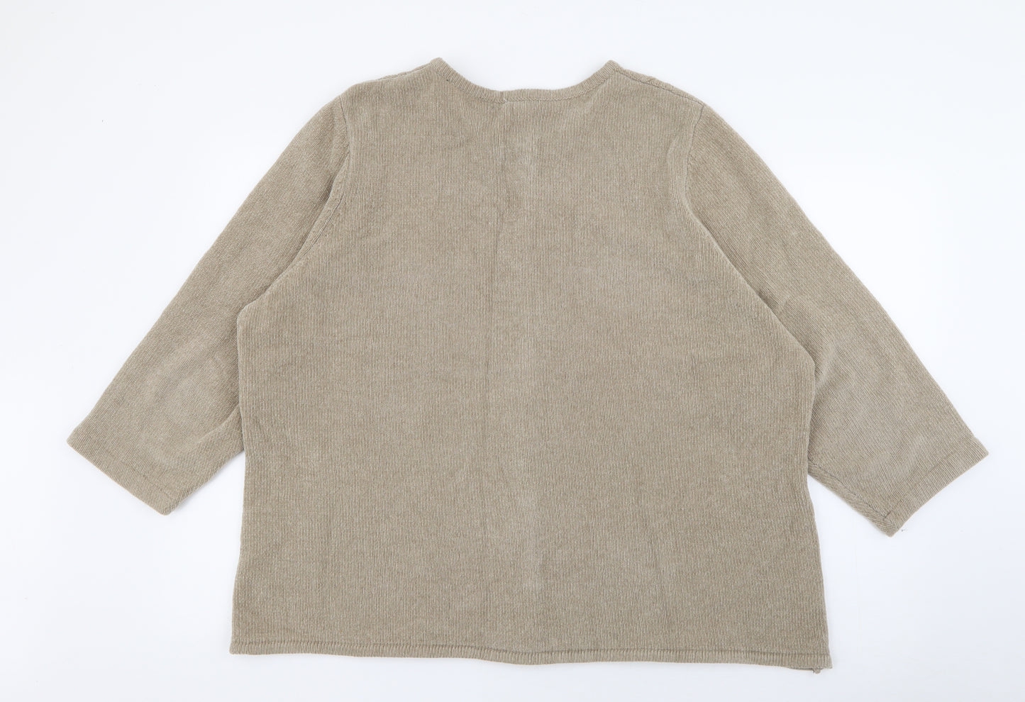 Bonmarché Womens Beige Round Neck  Acrylic Cardigan Jumper Size XL