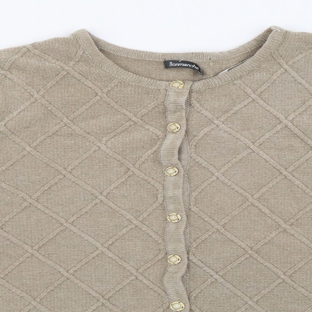 Bonmarché Womens Beige Round Neck  Acrylic Cardigan Jumper Size XL