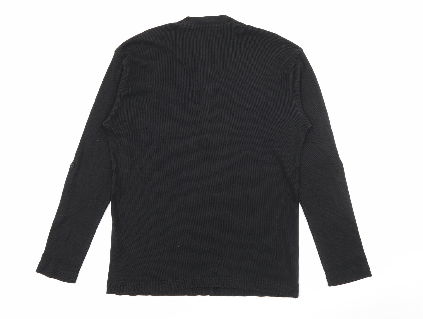 Lee Cooper Mens Black Collared  Cotton Pullover Jumper Size L