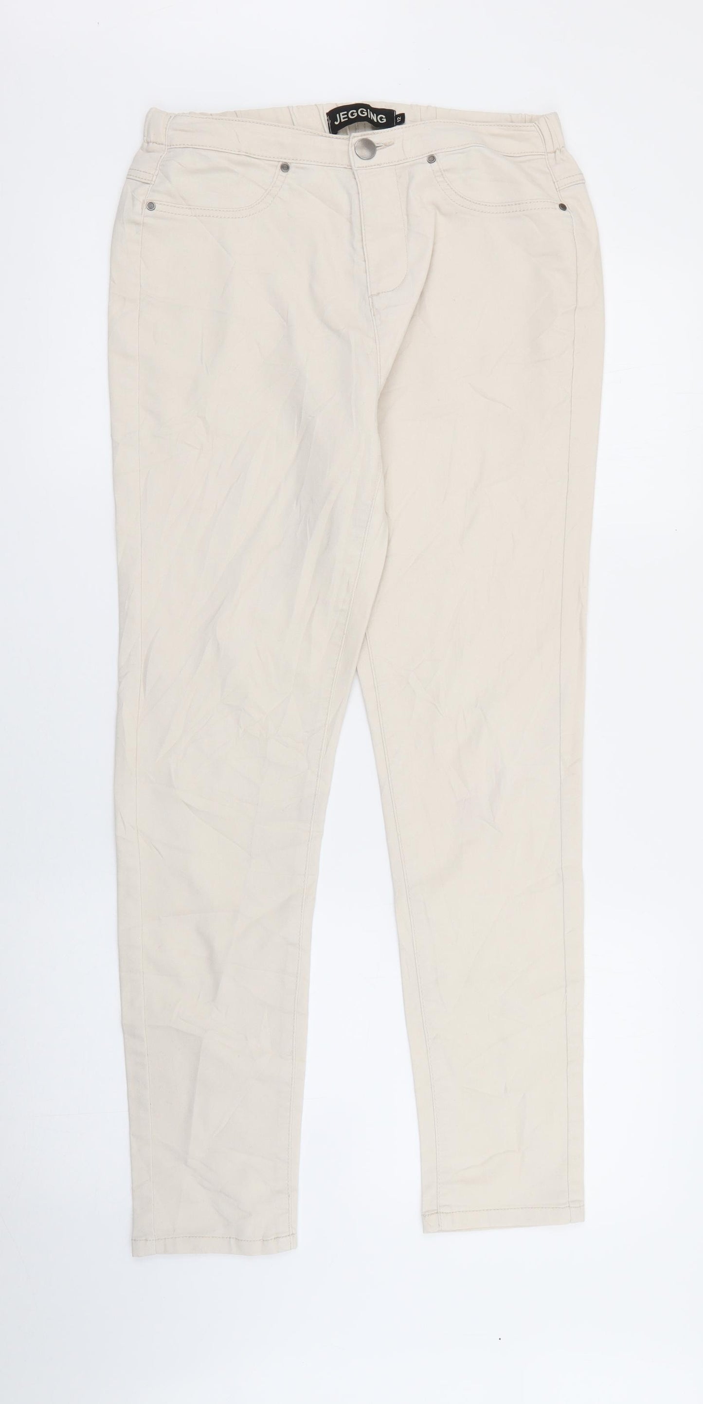 Peacocks Womens Ivory  Cotton Jegging Jeans Size 12 L27 in Regular Button