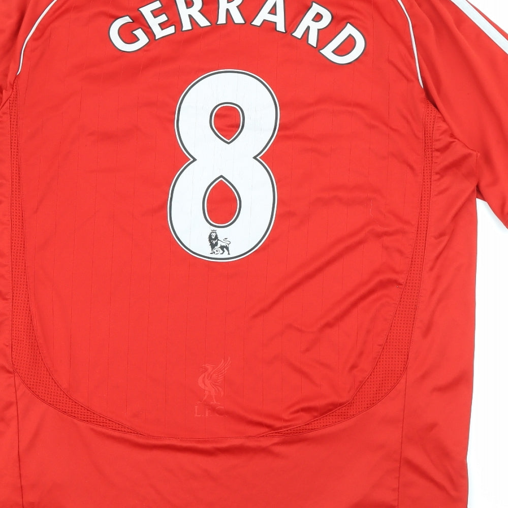 adidas Mens Red  Polyester Basic T-Shirt Size L Collared  - Liverpool FC