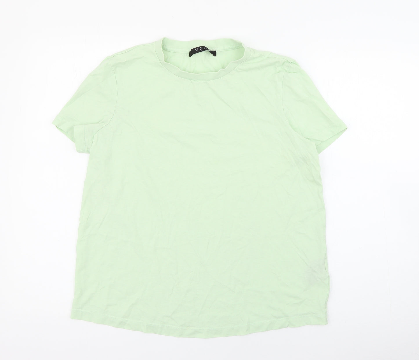 Very Womens Green  Cotton Basic T-Shirt Size 12 Crew Neck