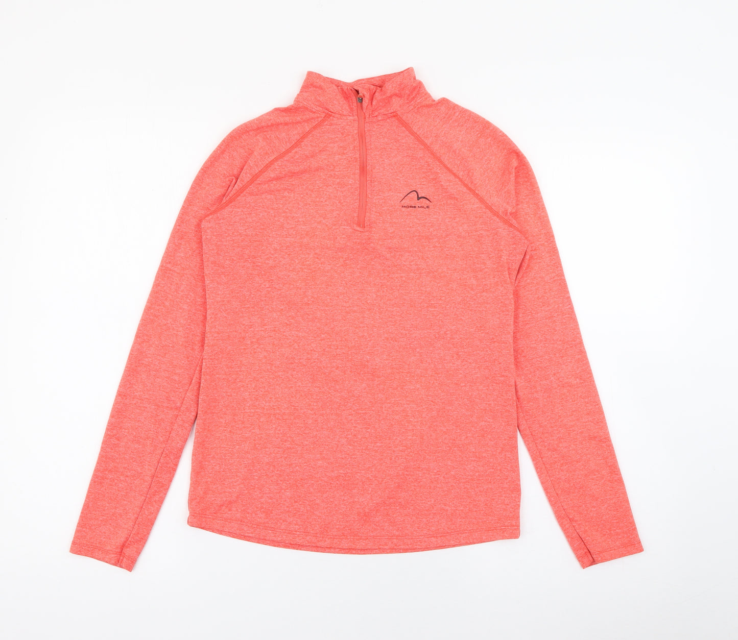 More Mile Womens Orange  Polyester Basic Casual Size XS High Neck Zip