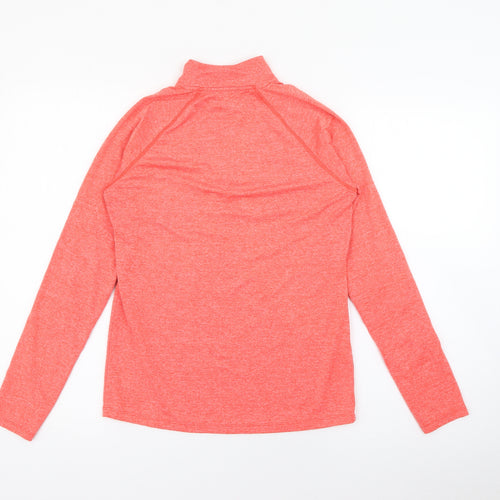 More Mile Womens Orange  Polyester Basic Casual Size XS High Neck Zip