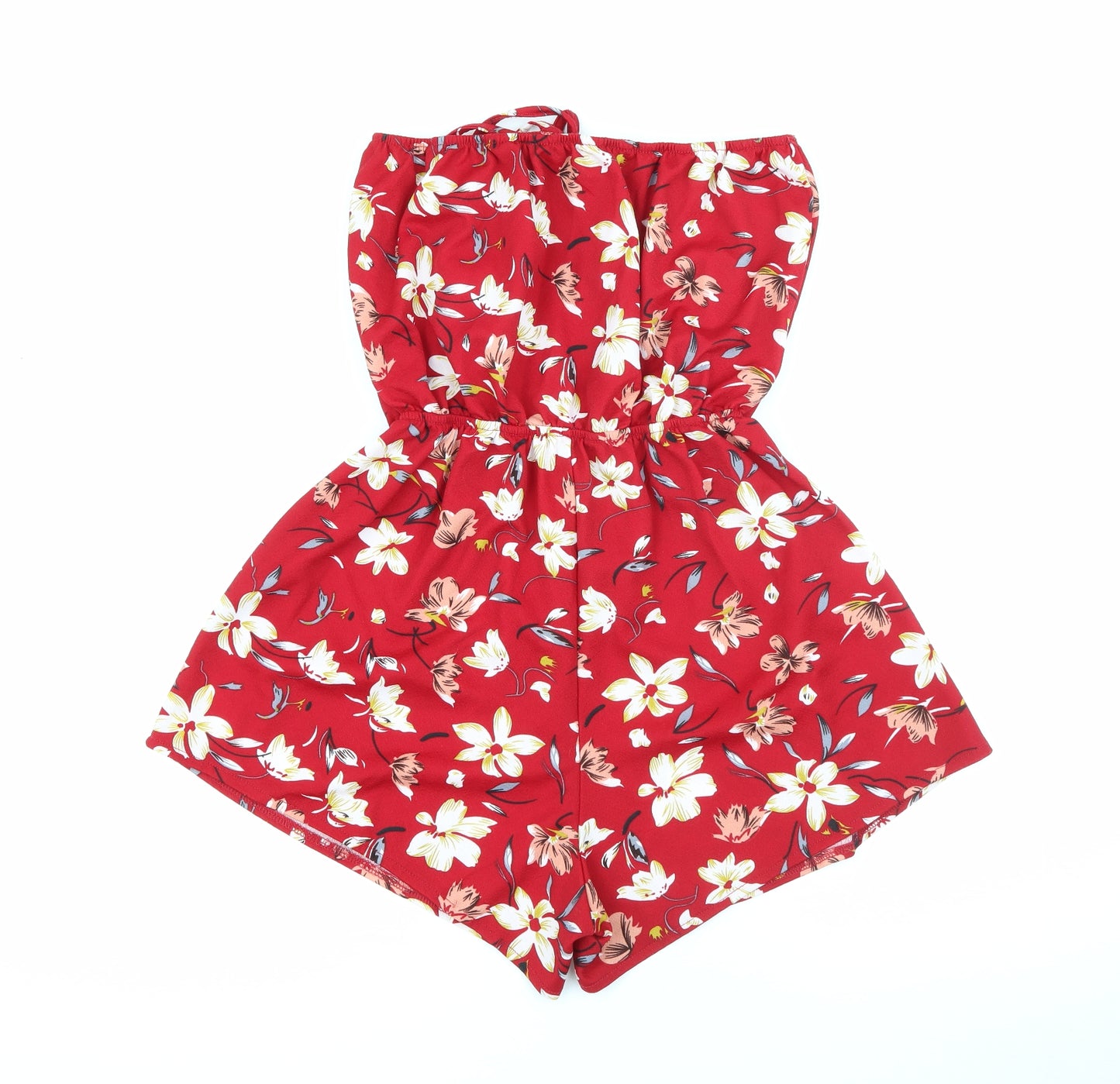 SheIn Womens Red Floral Polyester Playsuit One-Piece Size M