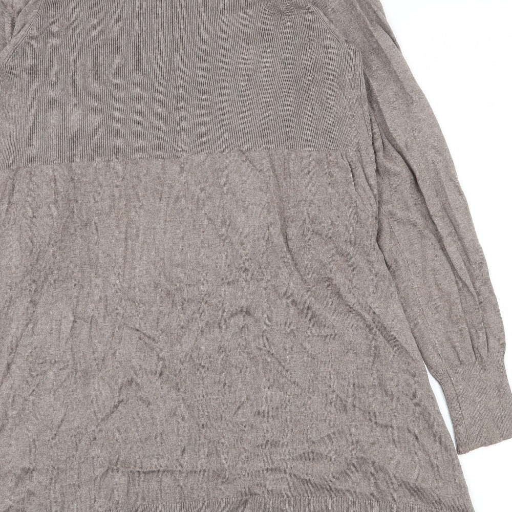TU Womens Brown V-Neck  Cotton Cardigan Jumper Size 12