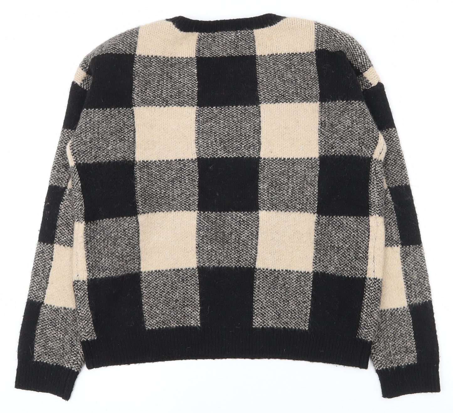 Primark Girls Black Round Neck Check Polyester Pullover Jumper Size 10-11 Years  Pullover