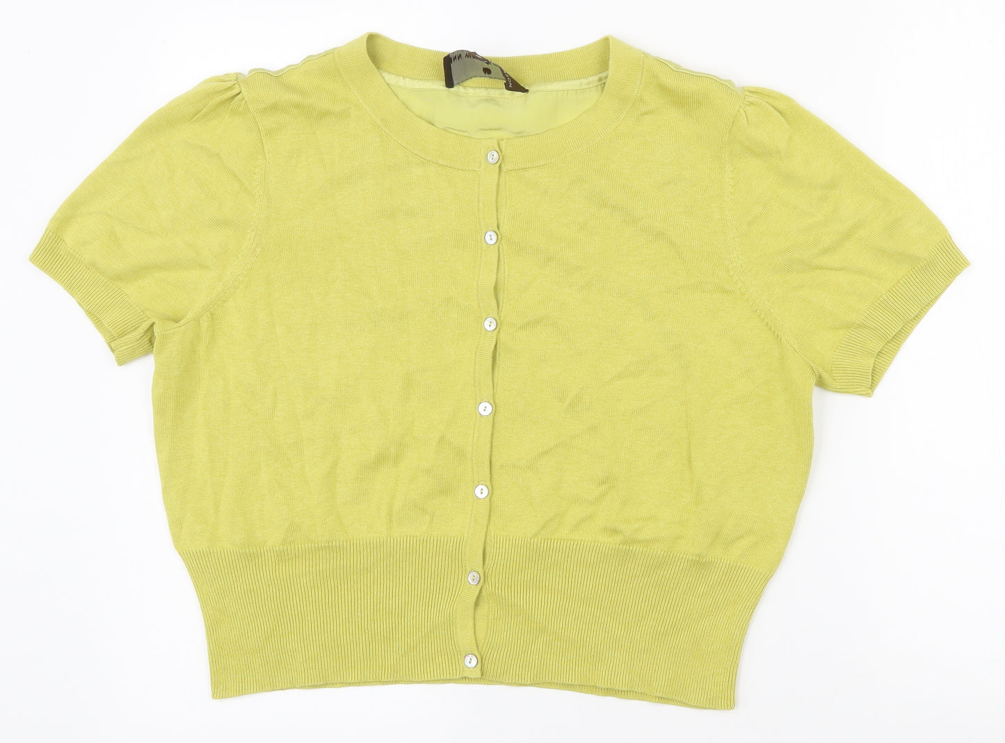 Fenn Wright Manson Womens Green Round Neck  Silk Cardigan Jumper Size 18