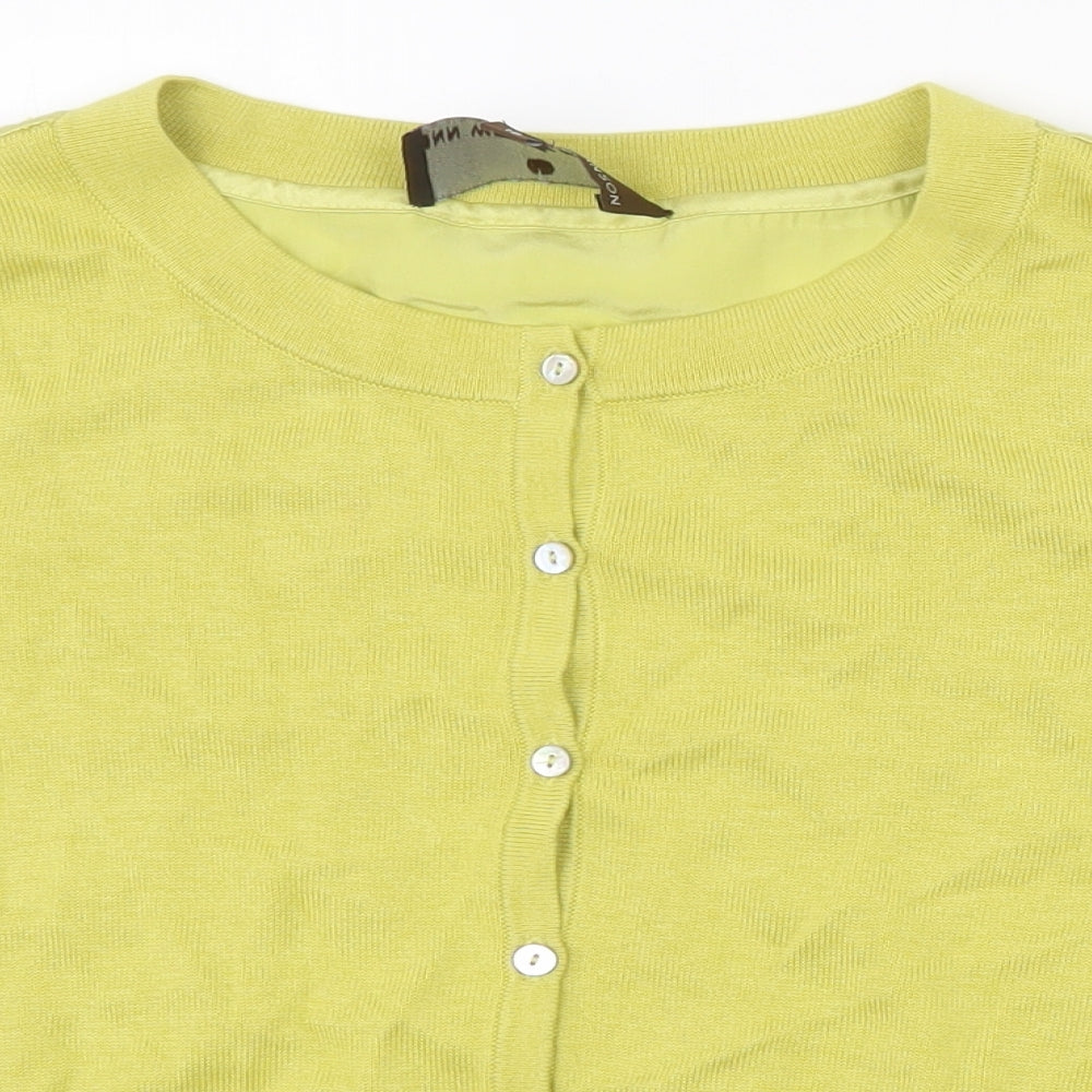 Fenn Wright Manson Womens Green Round Neck  Silk Cardigan Jumper Size 18