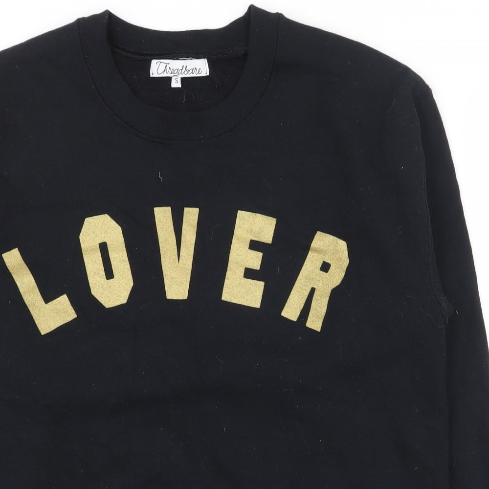 Threadbare Womens Black  Polyester Pullover Sweatshirt Size S  Pullover