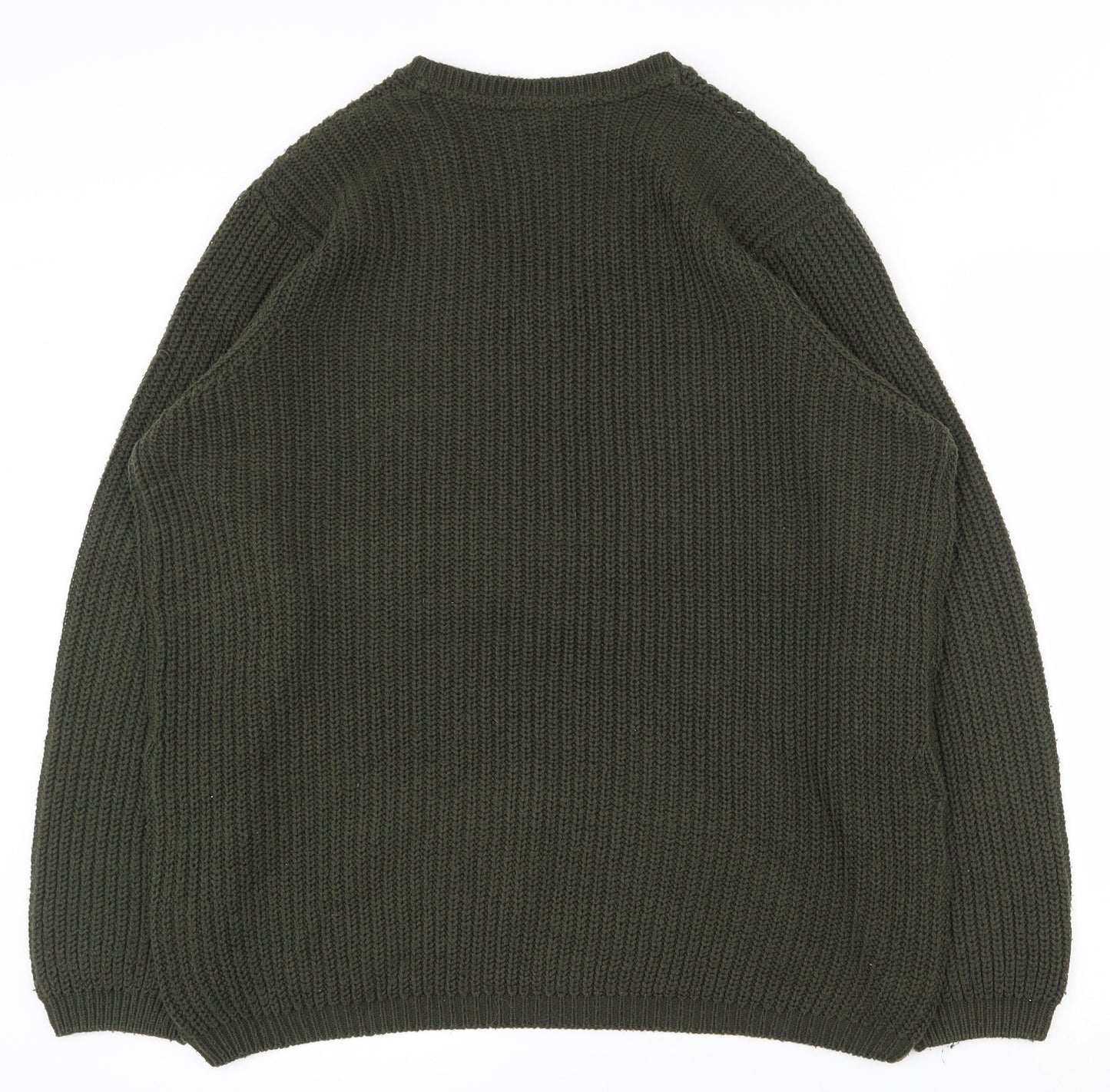 Peacocks Mens Green V-Neck  Acrylic Pullover Jumper Size XL