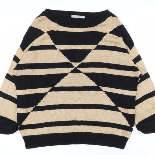 Marks and Spencer Womens Beige Boat Neck Polka Dot Viscose Pullover Jumper Size 16