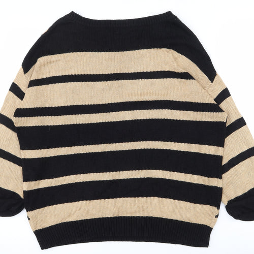 Marks and Spencer Womens Beige Boat Neck Polka Dot Viscose Pullover Jumper Size 16