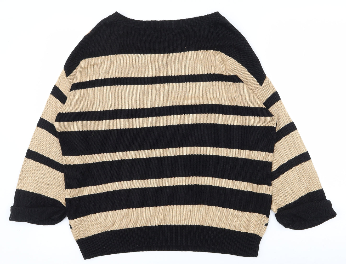 Marks and Spencer Womens Beige Boat Neck Polka Dot Viscose Pullover Jumper Size 16